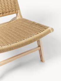 Loungefauteuil Ira met rotan vlechtwerk van essenhout, Frame: massief essenhout, Essenhout, rotan, B 58 x H 69 cm