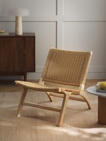 Fotel wypoczynkowy z drewna jesionowego i rattanu Ira, Stelaż: lite drewno jesionowe, Drewno jesionowe, S 58 x W 69 cm