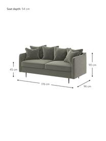 Sofa z aksamitu Esme (2-osobowa), Tapicerka: 100% aksamit poliestrowy, Stelaż: drewno liściaste, drewno , Nogi: metal powlekany Dzięki tk, Szary, S 176 x G 96 cm