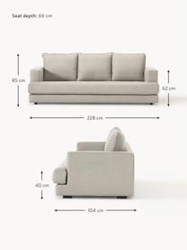 Sofa Tribeca (3-Sitzer), Bezug: 100 % Polyester Der hochw, Gestell: Massives Kiefernholz, Webstoff Hellgrau, B 228 x T 104 cm