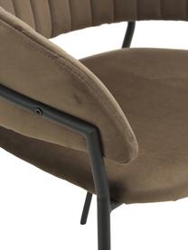 Fluwelen stoel Room in bruin, Bekleding: 100% polyester fluweel, Frame: gecoat metaal, Bruin, 53 x 58 cm