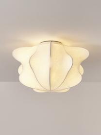 Lampada da soffitto effetto seta Arwa, Paralume: plastica effetto seta, Baldacchino: metallo verniciato a polv, Bianco, Ø 52 x Alt. 31 cm