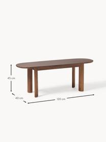 Banco de madera Waikiki, tamaños diferentes, Asiento: tablero de fibra de densi, Estructura: madera maciza de roble, c, madera de nogal, An 140 x Al 40 cm