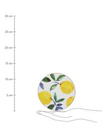 Untersetzer Lemons mit Zitronen-Motiv, 4 Stück, Kork, beschichtet, Weiß, Gelb, Grün, Ø 12 cm