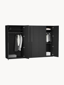 Modularer Drehtürenschrank Leon, 300 cm Breite, mehrere Varianten, Korpus: Spanplatte, melaminbeschi, Schwarz, Basic Interior, B 300 x H 200 cm