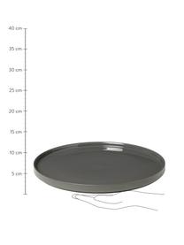 Serveerplateau Pilar in mat/glanzend donkergrijs, Ø 32 cm, Keramiek, Donkergrijs, Ø 32 cm