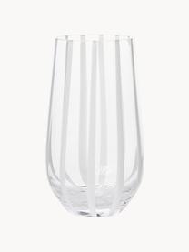 Vaso de água soplado Stripe, Vidrio soplado, Transparente, blanco, Ø 9 x Al 15 cm, 550 ml