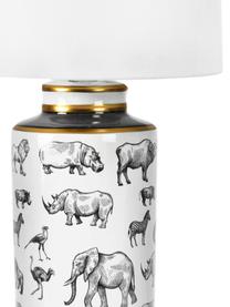 Veľká stolová lampa z porcelánu Africa, Biela, čierna, odtiene zlatej, Ø 18 x V 63 cm