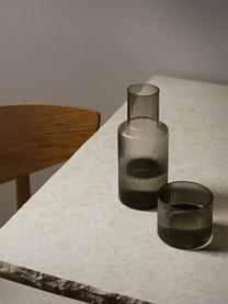 Set caraffa e bicchiere in vetro soffiato millerighe Ripple 2 pz, Vetro soffiato, Grigio trasparente e lucido, Set in varie misure