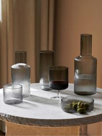 Set caraffa e bicchiere in vetro soffiato millerighe Ripple 2 pz, Vetro soffiato, Grigio trasparente e lucido, Set in varie misure