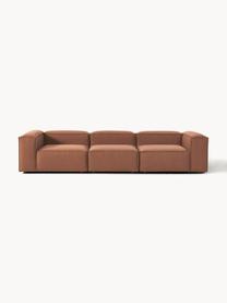 Modulares Sofa Lennon (4-Sitzer), Bezug: 100 % Polyester Der strap, Gestell: Massives Kiefernholz, Spe, Füße: Kunststoff Dieses Produkt, Webstoff Nougat, B 327 x T 119 cm