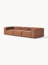 Modulares Sofa Lennon (4-Sitzer), Bezug: 100 % Polyester Der strap, Gestell: Massives Kiefernholz, Spe, Füße: Kunststoff Dieses Produkt, Webstoff Nougat, B 327 x T 119 cm