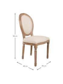 Sedia in legno con seduta imbottita Louis, Rivestimento: tessuto Telaio, Tessuto beige, legno chiaro, marrone, finitura antica, Larg. 46 x Prof. 48 cm