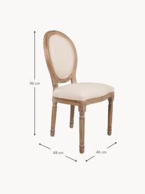 Krzesło z drewna z tapicerowanym siedziskiem Louis, Tapicerka: tkanina, Stelaż: drewno kauczukowe, Brązowy, beżowa tkanina, S 46 x G 48 cm