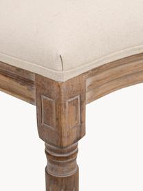 Sedia in legno con seduta imbottita Louis, Rivestimento: tessuto Telaio, Tessuto beige, legno chiaro, marrone, finitura antica, Larg. 46 x Prof. 48 cm