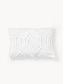 Baumwollperkal-Kissenhülle Faith mit getufteter Verzierung, Webart: Panama, Weiß, B 40 x L 60 cm