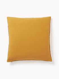 Housse de coussin 50x50 en chenille Keeley, 100 % coton, Jaune moutarde, larg. 50 x long. 50 cm