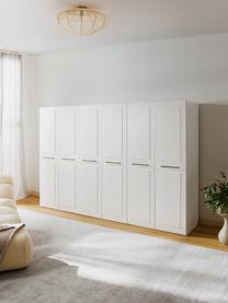 Modularer Drehtürenschrank Charlotte, 300 cm Breite, mehrere Varianten, Korpus: Spanplatte, melaminbeschi, Griffe: Messing Dieses Produkt wi, Weiß, Basic Interior, B 300 x H 200 cm