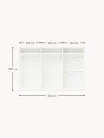 Modularer Drehtürenschrank Charlotte, 300 cm Breite, mehrere Varianten, Korpus: Spanplatte, melaminbeschi, Griffe: Messing Dieses Produkt wi, Weiß, Basic Interior, B 300 x H 200 cm