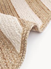 Handgefertigte Jute-Fussmatte Eckes, 100 % Jute
 
 Da die Haptik von Jute-Teppichen rau ist, sind sie für den direkten Hautkontakt weniger geeignet., Beige, Weiss, B 50 x L 80 cm