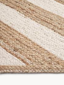 Handgefertigte Jute-Fussmatte Eckes, 100 % Jute
 
 Da die Haptik von Jute-Teppichen rau ist, sind sie für den direkten Hautkontakt weniger geeignet., Beige, Weiss, B 50 x L 80 cm