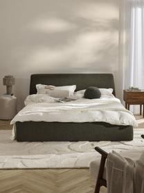 Buklé čalúnená posteľ s úložným priestorom Cloud, Buklé olivovozelená, Š 140 x D 200 cm