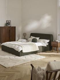 Buklé čalúnená posteľ s úložným priestorom Cloud, Buklé olivovozelená, Š 140 x D 200 cm