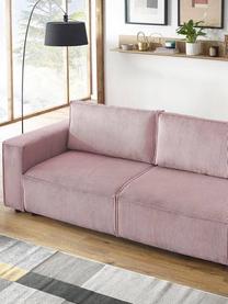 Sofa rozkładana ze sztruksu z miejscem do przechowywania Nihad (3-osobowa), Tapicerka: sztruks, Nogi: drewno naturalne, Lila, S 245 x G 102 cm