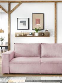Sofa rozkładana ze sztruksu z miejscem do przechowywania Nihad (3-osobowa), Tapicerka: sztruks, Nogi: drewno naturalne, Lila, S 245 x G 102 cm