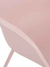 Sedia con braccioli in plastica con gambe in metallo Claire, Seduta: materiale sintetico, Gambe: metallo verniciato a polv, Rosa, Larg. 60 x Alt. 54 cm