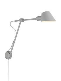 Grote wandlamp Stay met stekker, Lampenkap: gecoat metaal, Grijs, 72 x 55 cm