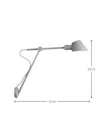 Grote wandlamp Stay met stekker, Lampenkap: gecoat metaal, Grijs, 72 x 55 cm