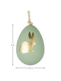 Dekoracja wisząca Bunny, 3 szt., Tworzywo sztuczne, Zielony, odcienie złotego, Ø 4 x W 6 cm