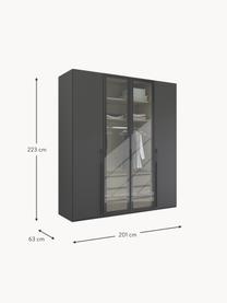 Drehtürenschrank Skat Shine mit beleuchteten Glastüren, Griffe: Metall, beschichtet, Anthrazit, B 201 x H 223 cm