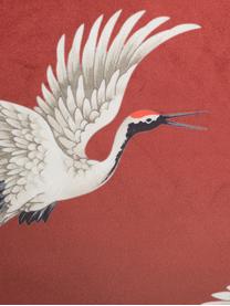 Cojín de terciopelo Bird, con relleno, Funda: terciopelo de poliéster, Rojo, An 45 x L 45 cm