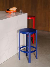 Tabouret de bar en métal Doon, haut. 65 cm, Acier, revêtement par poudre, Bleu roi, Ø 35 x haut. 65 cm