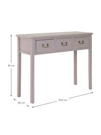 Console avec 3 tiroirs Leonie, Gris quartz, larg. 100 x prof. 36 cm