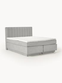 Boxspringbett Livia mit Stauraum, Matratze: 5-Zonen-Taschenfederkern, Füße: Kunststoff, Webstoff Hellgrau, B 180 x L 200 cm, Härtegrad H2