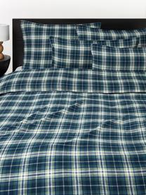 Geruite flanellen kussensloop Macy, Weeftechniek: flanel, Donkerblauw, B 60 x L 70 cm