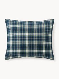 Geruite flanellen kussensloop Macy, Weeftechniek: flanel, Donkerblauw, B 60 x L 70 cm