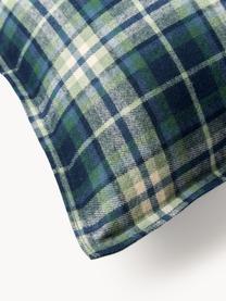 Geruite flanellen kussensloop Macy, Weeftechniek: flanel, Donkerblauw, B 60 x L 70 cm