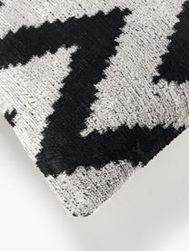 Housse de coussin en velours avec motif en zigzag Velvety, Velours de soie (50 % soie, 50 % coton), Beige, noir, larg. 40 x long. 60 cm