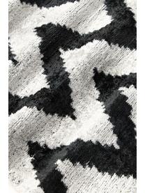 Copricuscino in velluto di seta con motivo a zigzag Velvety, Velluto di seta (50% seta, 50% cotone), Beige, nero, Larg. 40 x Lung. 60 cm