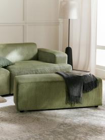 Pouf XL en velours côtelé Melva, larg. 116 x prof. 42 cm, Velours côtelé vert olive, larg. 116 x prof. 42 cm