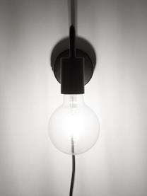 Wandlamp Flow met stekker, Baldakijn: gepoedercoat metaal, Baldakijn: mat zwart. Snoer: zwart, 8 x 12 cm