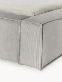 Cama tapizada en pana Lennon, con espacio de almacenamiento, Tapizado: pana (98% poliéster, 2% p, Estructura: madera de pino maciza, ma, Patas: madera, plástico Este pro, Pana gris, An 248 x L 243 cm (colchón 180 x 200 cm)