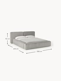 Cama tapizada en pana Lennon, con espacio de almacenamiento, Tapizado: pana (98% poliéster, 2% p, Estructura: madera de pino maciza, ma, Patas: madera, plástico Este pro, Pana gris, An 248 x L 243 cm (colchón 180 x 200 cm)