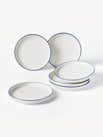 Vajilla de porcelana Facile, 6 comensales (18 pzas.), Porcelana dura de alta calidad (aprox. 50% caolín, 25% cuarzo y 25% feldespato), Off White con borde azul oscuro, 6 comensales (18 pzas.)