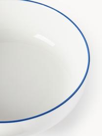 Sada porcelánového nádobí Facile, pro 6 osob (18 dílů), Vysoce kvalitní tvrdý porcelán (cca 50 % kaolinu, 25 % křemene a 25 % živce), Tlumeně bílá s tmavě modrým okrajem, Pro 6 osoby (18 dílů)