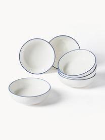 Vajilla de porcelana Facile, 6 comensales (18 pzas.), Porcelana dura de alta calidad (aprox. 50% caolín, 25% cuarzo y 25% feldespato), Off White con borde azul oscuro, 6 comensales (18 pzas.)